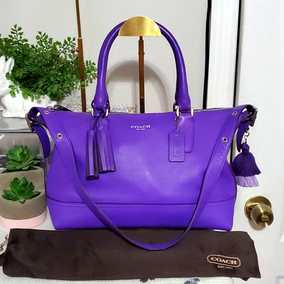 Coach Handbags - RARE COACH LEGACY SATCHEL VIBRANT PURPLE LEATHER SILVER HARDWARE 💜